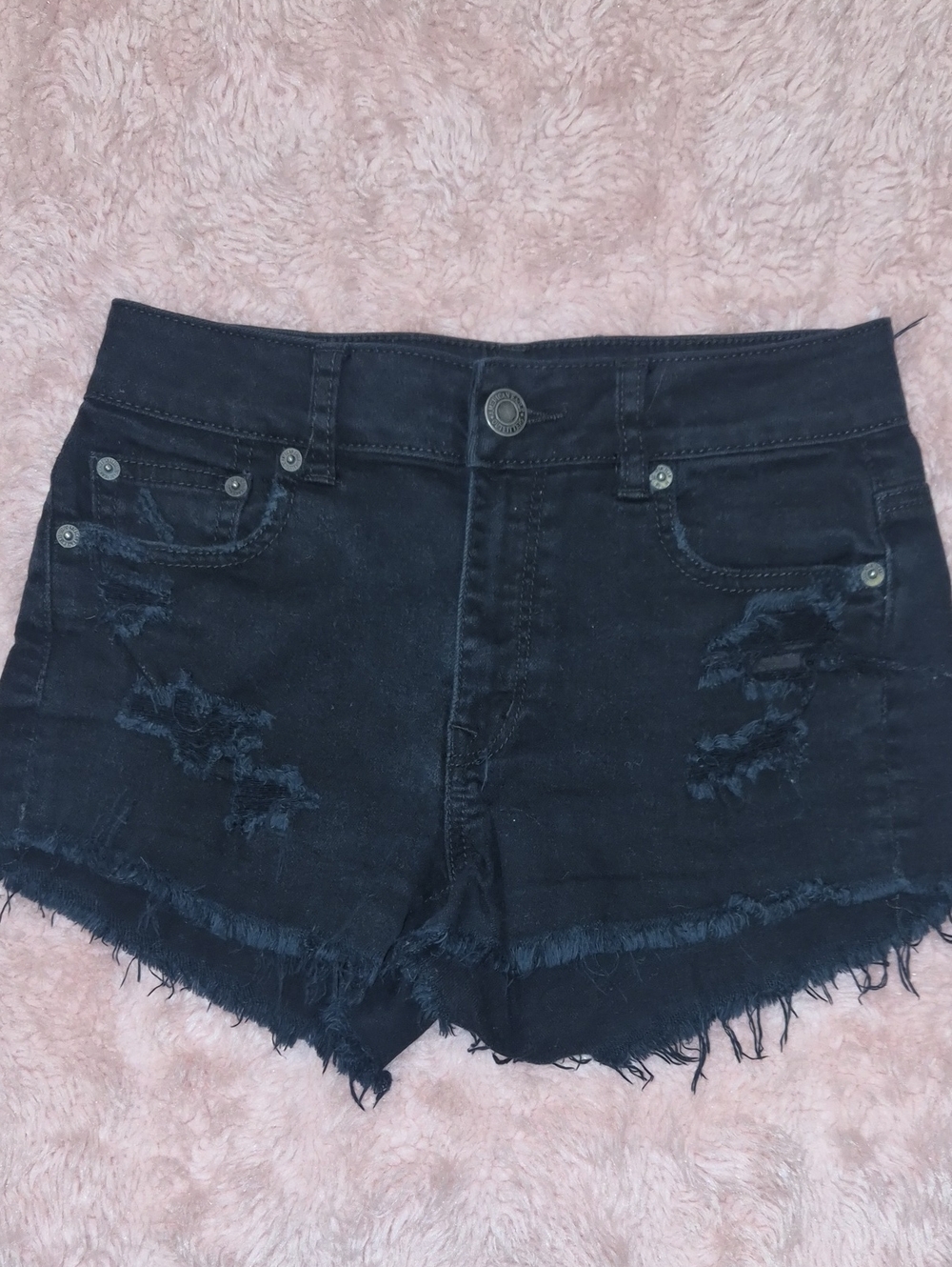 American Eagle Outfitters Black Distressed Jean Shorts
